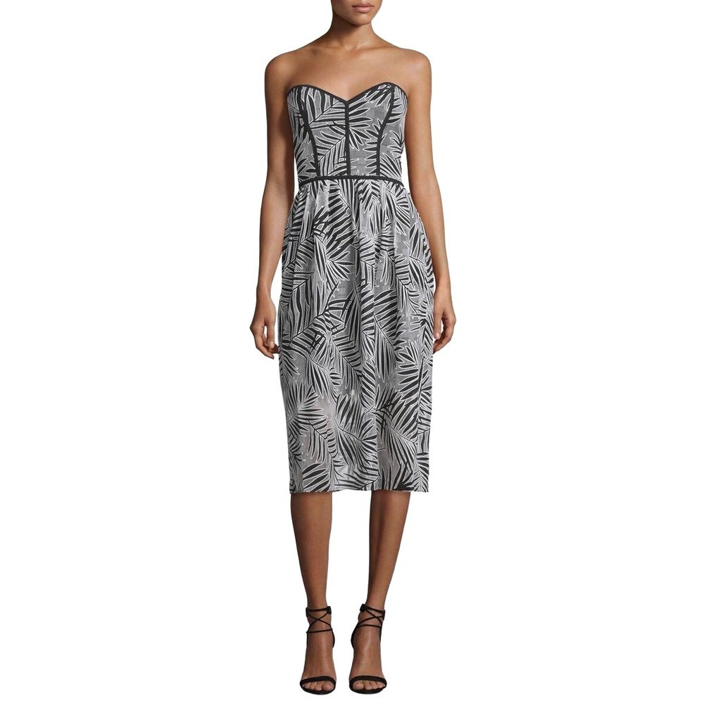 Parker Black and White Strapless Dress